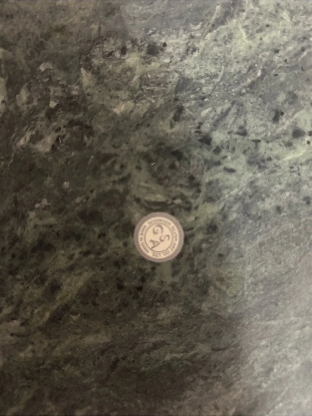 Source Unknown Green Marble Tray with Silver Grape Accent